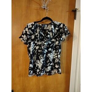 Women's Chaps Blouse Shirt Sheer Top Size 8 Floral